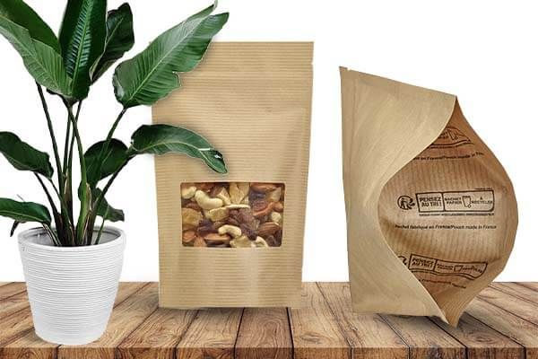 Versions of the eco-friendly stand-up pouch in different compostables, recyclables and biodegradables materials 