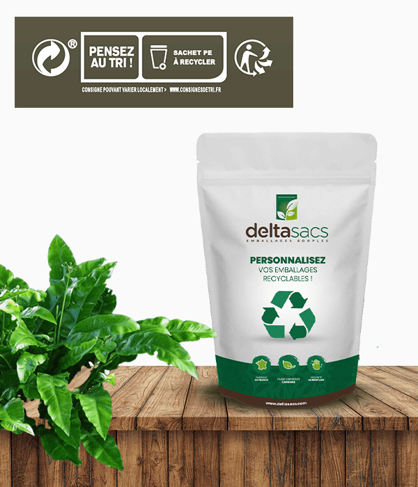 For your packaging, choose recyclable mono-material stand-up pouch by Deltasacs France
