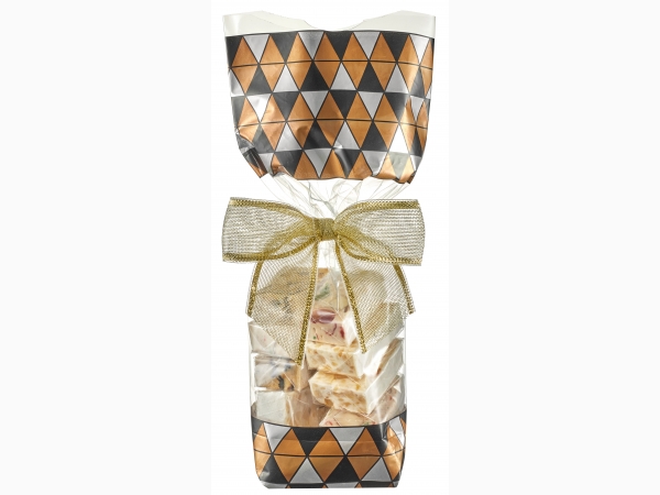 Christmas hard-bottom bag - Ruban noir et bronze