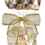 Christmas hard-bottom bag - Ruban noir et bronze