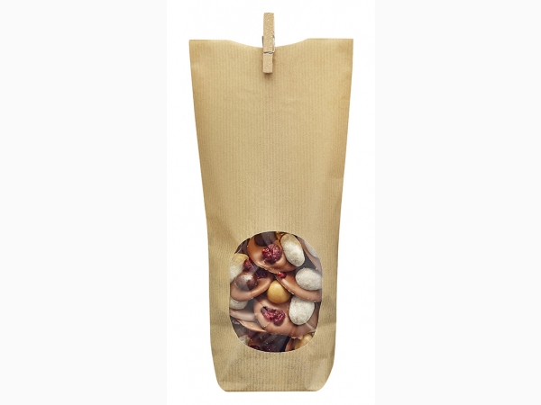 Recyclable hard-bottom bag - Window kraft hard bottom bag