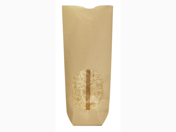 Recyclable hard-bottom bag - Window kraft hard bottom bag